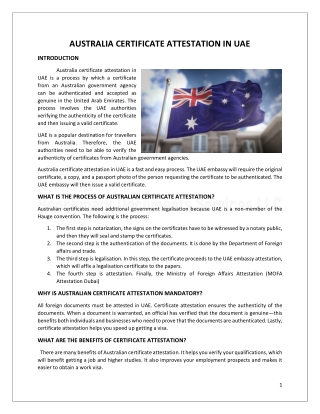 AUSTRALIA CERTIFICATE ATTESTATION IN UAE