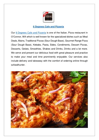 Up to 10% offer order now - 8 Degrees Cafe and Pizzeria