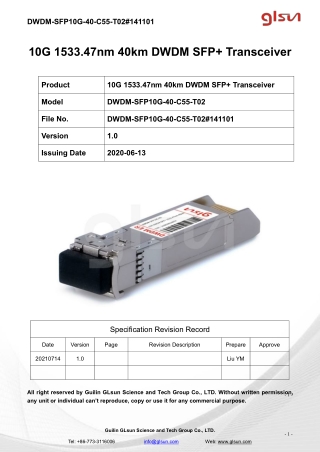 10G 1533.47nm 40km DWDM SFP  Transceiver