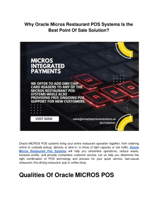 Why Oracle Micros Restaurant POS Systems Is the Best Point Of Sale Solution.ppt