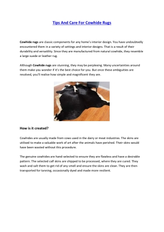 Tips And Care For Cowhide Rugs