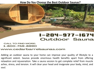 How Do You Choose the Best Outdoor Saunas?