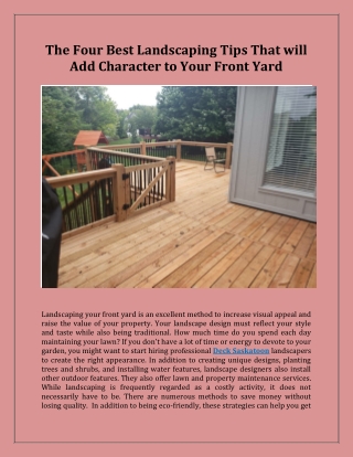 The Four Best Landscaping Tips That will Add Character to Your Front Yard