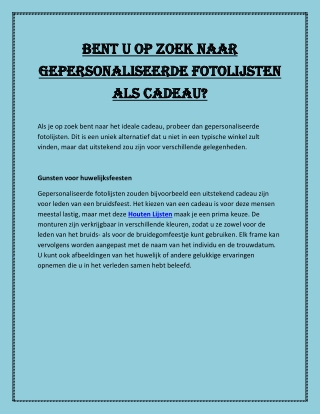 Bent u op zoek naar gepersonaliseerde fotolijsten als cadeau?