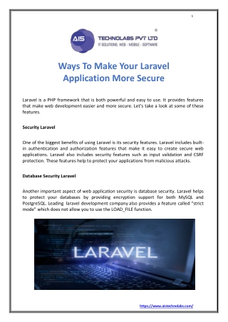 Ways To Make Your Laravel Web Applications More Secure