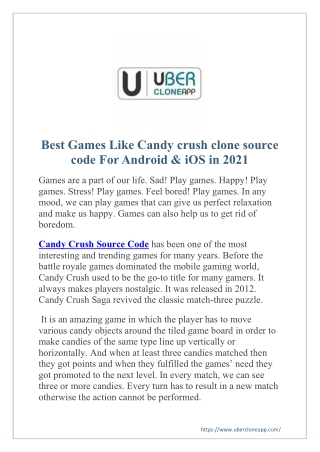 Best Games Like Candy crush clone source code For Android & iOS in 2021
