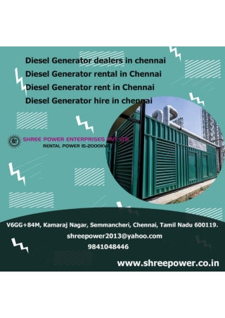 Diesel Generator rent in Chennai