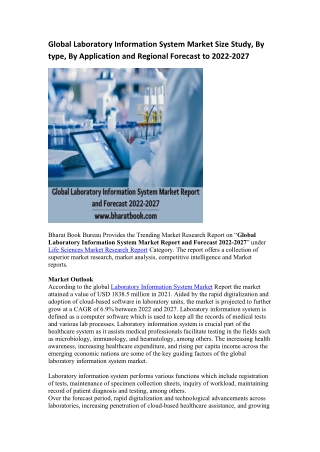 Global Laboratory Information System Market Research Report 2022-2027