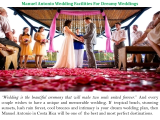 Manuel Antonio Wedding Facilities For Dreamy Weddings
