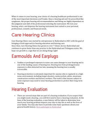 Best ear clinic in KPHB | Best audiologist in Hyderabad