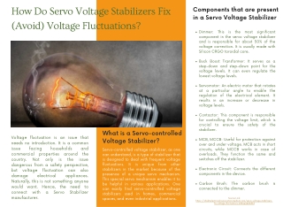 How Do Servo Voltage Stabilizers Fix (Avoid) Voltage Fluctuations?