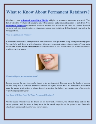 What to Know About Permanent Retainers?