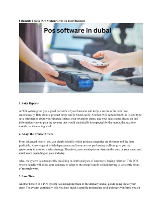 Pos software in dubai