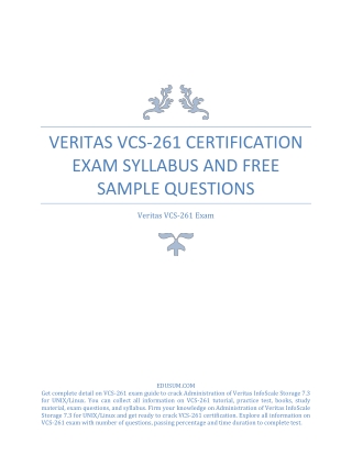 Veritas VCS-261 Certification Exam Syllabus and Free Sample Questions