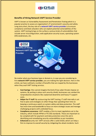 Benefits of Hiring Network VAPT Service Provider