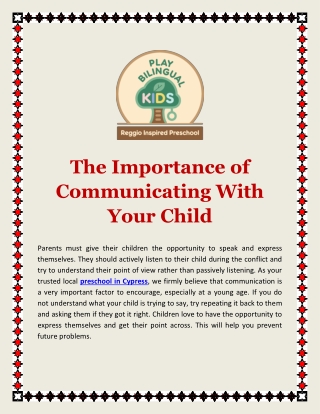 The Importance of Communicating With Your Child