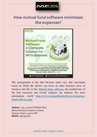 How mutual fund software minimizes the expenses