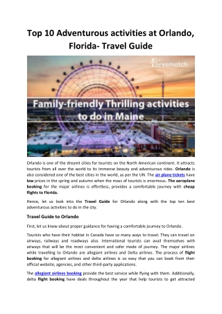 Top 10 Adventurous activities at Orlando, Florida- Travel Guide