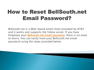 How to reset Bellsouth.net Email Password?