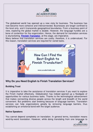 Find the English Finnish Translation
