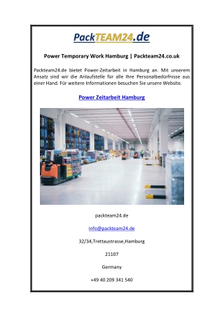 Power Temporary Work Hamburg Packteam24.co.uk