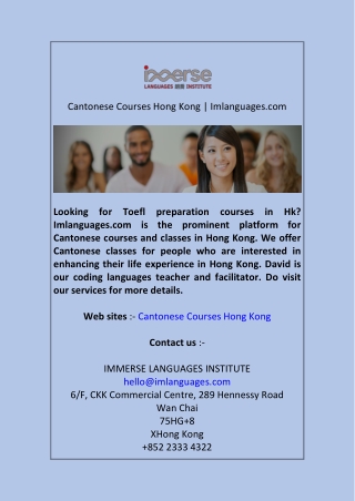 French Class Hong Kong | Imlanguages.com