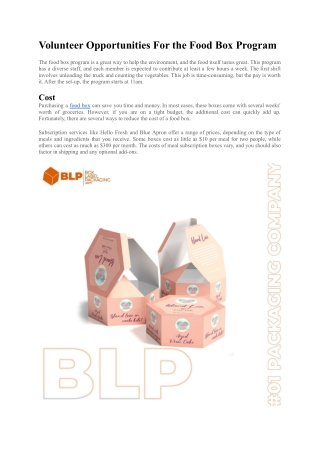 The Best Custom Food Box in USA 2022