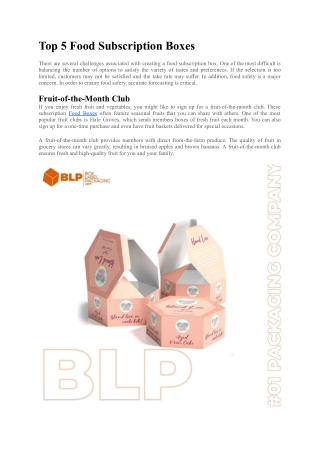 Top 5 Food Subscription Boxes