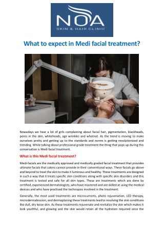 What to expect in Medi facial treatment