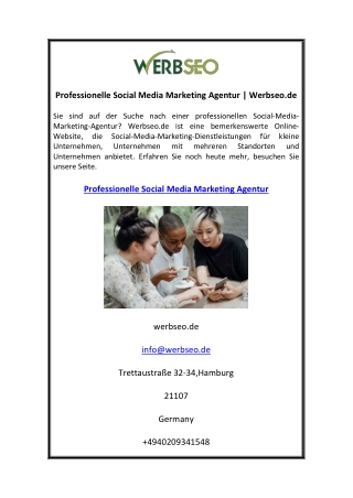 Professionelle Social Media Marketing Agentur Werbseo.de