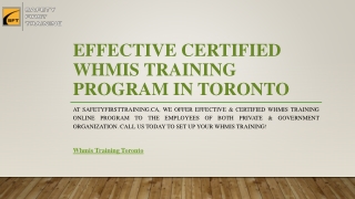 Effective Certified WHMIS Training Program in Toronto