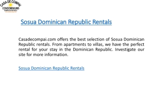 Sosua Dominican Republic Rentals   Casadecompai.com