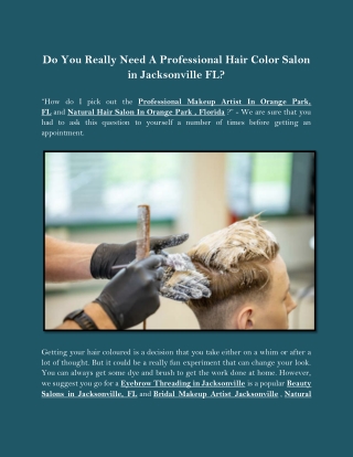 Do You Really Need A Professional Hair Color Salon in Jacksonville FL