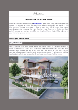 How to Plan for a 4BHK House