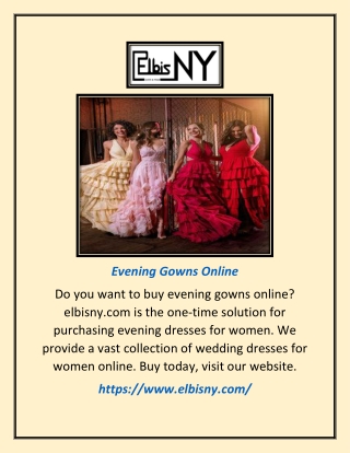 Evening Gowns Online | Elbisny