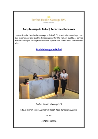 Body Massage In Dubai Perfecthealthspa.com