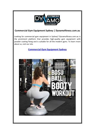 Commercial Gym Equipment Sydney Dynamofitness.com.au
