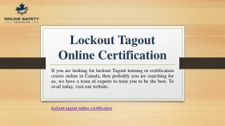 Lockout Tagout Online Certification | Onlinesafetytraining.ca