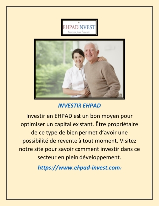 INVESTIR OU INVESTISSEMENT EN EHPAD