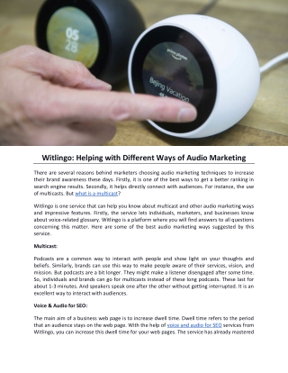 Witlingo: Helping with Different Ways of Audio Marketing