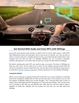 Get Started With Audio and Voice NFTs with Witlingo