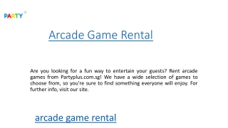 Arcade Game Rental