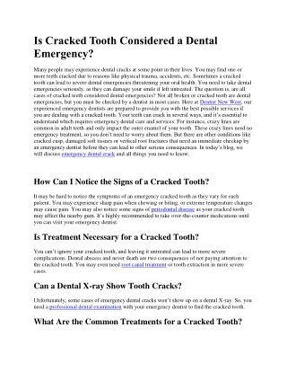 Is Cracked Tooth Considered a Dental Emergency