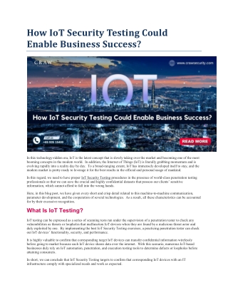 How IoT Security Testing Could Enable Business Success