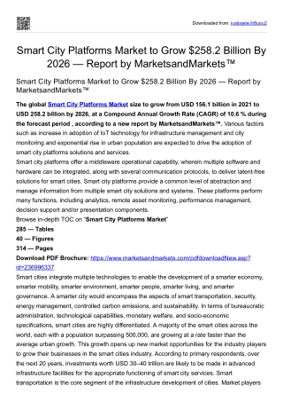 Smart City Platforms Market to Grow $258.2 Billion By 2026