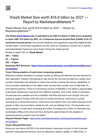 IDaaS Market Size worth $16.8 billion by 2027 — Report by MarketsandMarkets™