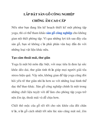 Lắp đặt sàn gỗ công nghiệp chống ẩm cao cấp