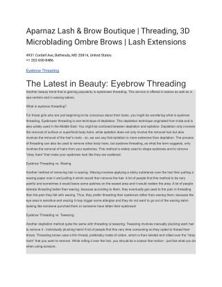Aparnaz Lash & Brow Boutique _ Threading, 3D Microblading Ombre Brows _ Lash Extensions