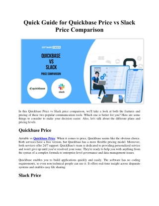 Quick Guide for Quickbase Price vs Slack Price Comparison