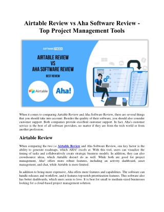 Airtable Review vs Aha Software Review - Top Project Management Tools